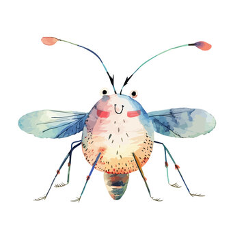 recommend clip art: Watercolor illustration of Mosquito, isolated on a white background, and Mosquito vector