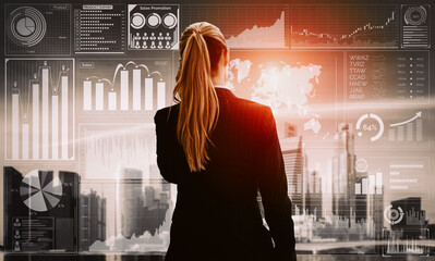 Data Analysis for Business and Finance Concept. interface showing future computer technology of...