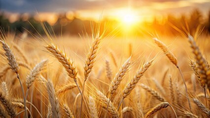 Fototapeta premium Minimalist Wheat Spikelets in Bright Sunshine - Nature Photography