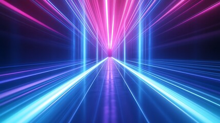 Fototapeta premium Radiating Neon Light Burst, futuristic flashes, Motion lights, Colorful Streaks on Dark Background