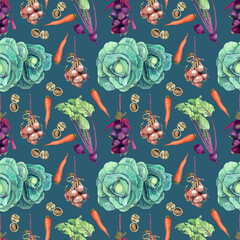 Seemless Pattern - Hand-drawn illustration of healthy food