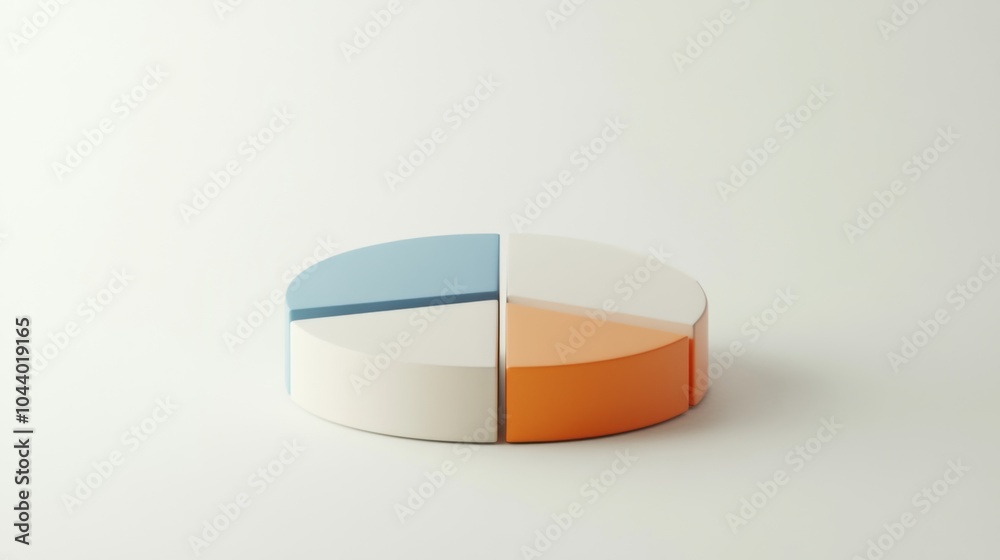 Poster Simple Pie Chart in Light Colors on White Background
