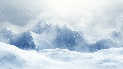 Obraz premium A fierce blizzard covers the mountains in deep snow forming a tranquil winter scene