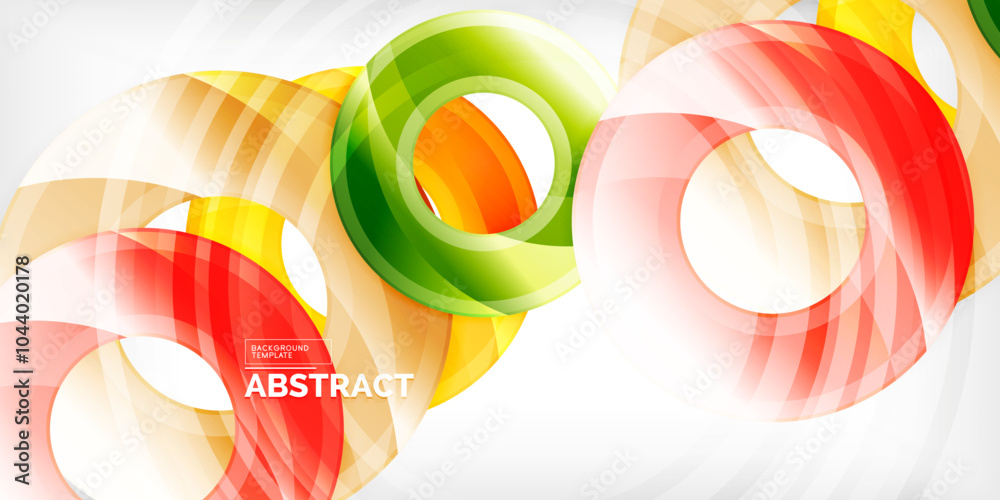 Poster bright colorful circles with light effects. abstract background