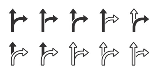 Choice vector icons. Alternate Route line and filled flat design concepts. Choice vector icon.  Alternate Route line and filled icon
