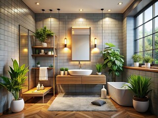 Fototapeta premium Modern Bathroom Frame Mockup for Stylish Interiors and Decoration Ideas