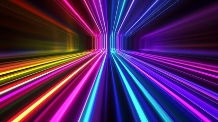 Fototapeta premium Radiating Neon Light Burst, futuristic flashes, Motion lights, Colorful Streaks on Dark Background