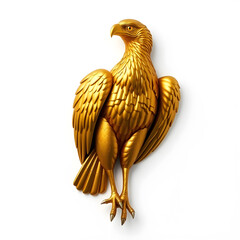 Vulture metallic 3D image of golden vulture on white background. Generative AI
