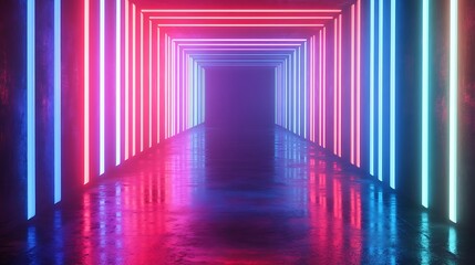 Radiating Neon Light Burst, futuristic flashes, Motion lights,  Colorful Streaks on Dark Background
