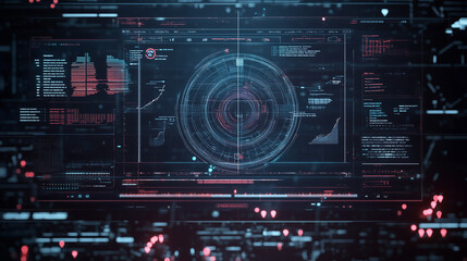 Futuristic Digital Interface Modern Data Screen with Global Indicators, Data Streams, and Complex Forecasting Models