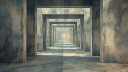 Obraz premium Abstract infinite corridor with geometric patterns for interior design and architecture