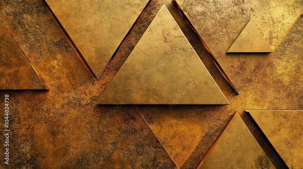 Aufkleber Textured golden background features asymmetrical triangular shapes, blending modern artistry with a striking visual appeal. Generative AI