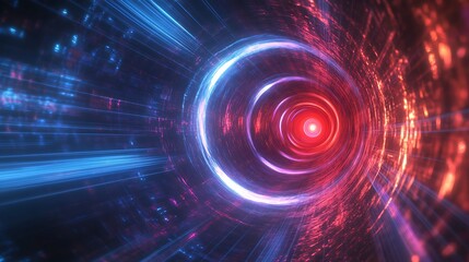 Obraz premium Radiating Neon Light Burst, futuristic flashes, Motion lights, Colorful Streaks on Dark Background