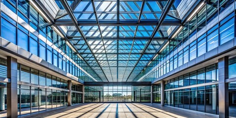 Modern Minimalist Architectural Structure Featuring Steel Beams and Glass Roof