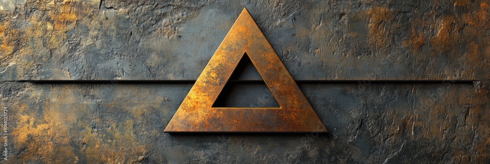 Aufkleber The artwork features asymmetrical triangles on a textured background, blending geometric design with a rugged aesthetic. Generative AI