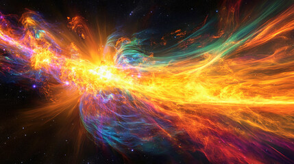 Fototapeta premium Incredible solar explosion showcases vibrant plasma waves in stunning high-resolution detail