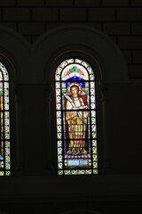 Fototapeta premium glass art cathedral, of reggio calabria, italy, duomo, maria santissima assunta in cielo