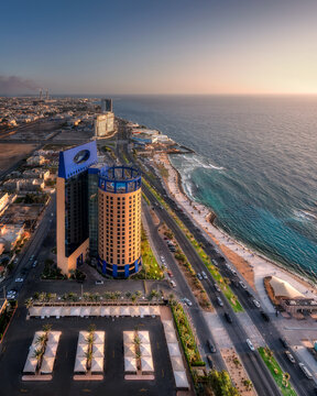 Aerial shot of Jeddah city and hotels
