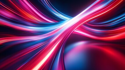 Fototapeta premium Radiating Neon Light Burst, futuristic flashes, Motion lights, Colorful Streaks on Dark Background