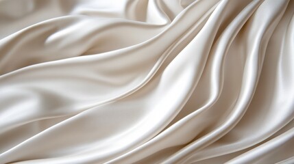 Obraz premium Luxurious ivory silk fabric with elegant flowing folds, AI