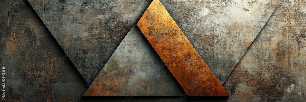 Poster intricate arrangement of asymmetrical triangles in earthy tones reflects contemporary design against