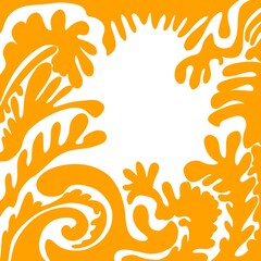 Naklejka premium Cornice disegnata colorata quadrata grafica sondo bianco floreale botanica