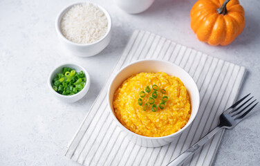 Pumpkin rice in a bowl
