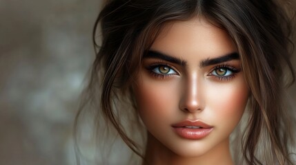 Naklejka premium Stunning Close-Up of a Young Woman with Luminous Skin