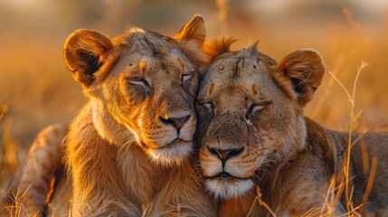 Obraz premium As symbols of intuition and instinct lions and lionesses are highly revered for their ability to survive and thrive in the wilderness.