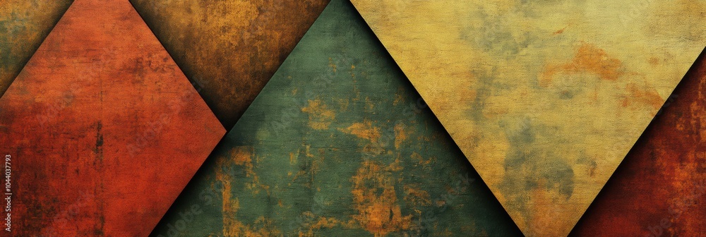 Leinwandbilder the artwork features irregular triangular shapes in rich earthy colors arranged on a textured backgr