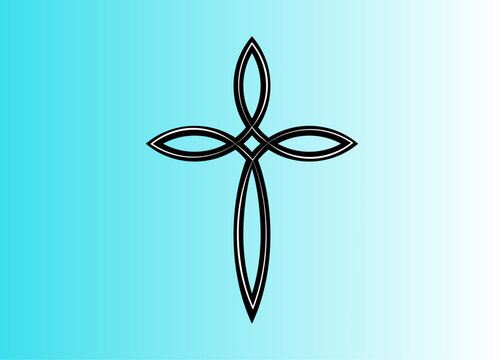 cross symbol continuous line curve design for icon logo. vector illustration.