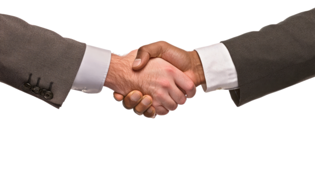 Businessmen Engaged in a Handshake on a Transparent Background Generative AI