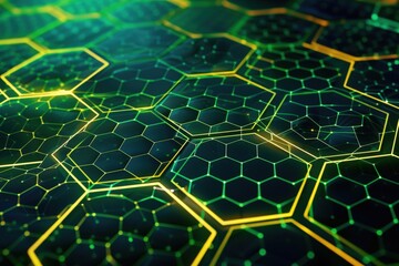 Fototapeta premium Abstract Green and Yellow Hexagonal Pattern