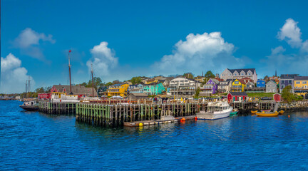 Fototapeta premium The waterfront of the picturesque fishing village of Lunenburg, a UNESCO World Heritage Site, Nova Scotia, Canada 