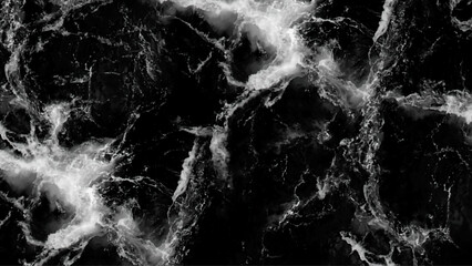 Dramatic sea waves storm from aerial view. Deep dark blue ocean water texture background.