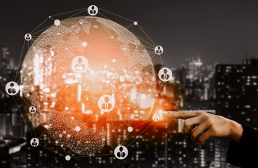 Human Resources Recruitment and People Networking Concept. Modern graphic interface showing...