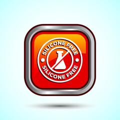 Silicone free icon design illustration, Best Silicone free sign, symbol, Orange Color Square Button Design