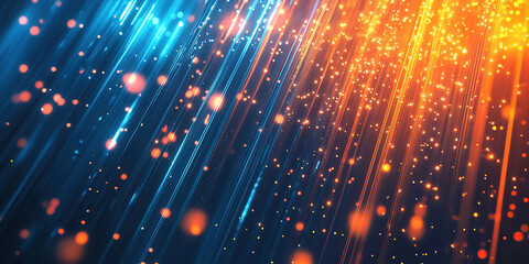 Obraz premium Dynamic Abstract Digital Lights in Motion with Orange and Blue Streaks