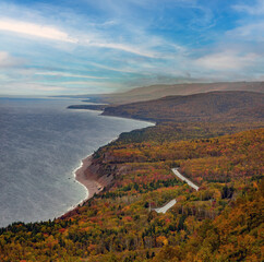 One of the most beautiful road trips in Atlantic Canada, Cabot trail road, Cape Breton Island, Nova Scotia, Canada