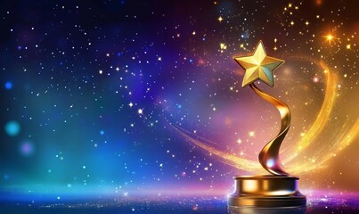 Elegant award night background, golden, blue and purple hues