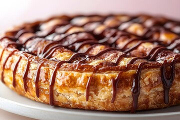 Chocolate-filled pastry with a drizzle of icing.