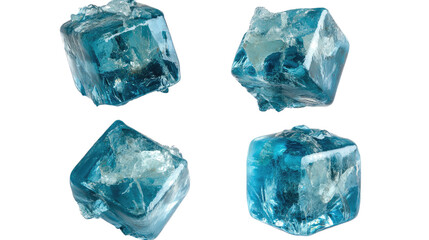 Obraz premium Collection of Transparent Ice Cubes With a Striking Blue Hue Generative AI
