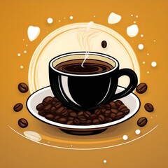 Obraz premium Yellow and Black Modern Coffee Day Social Media Post Design for Promotions and Brand Engagement