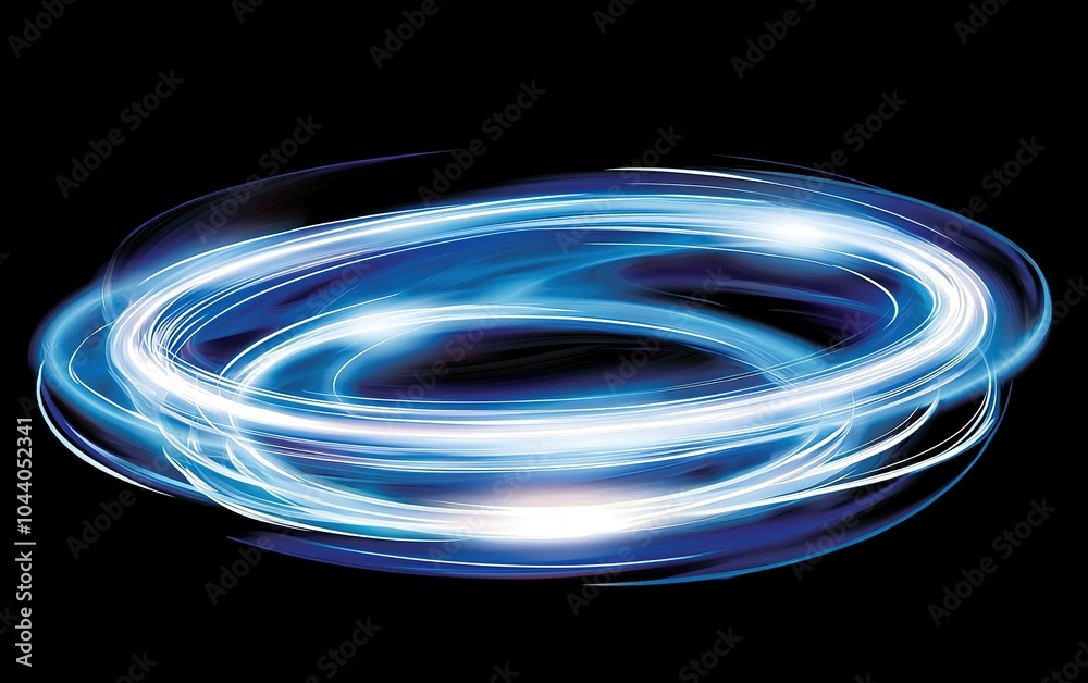 Poster bright swirling light patterns create a dynamic effect against a dark background during nighttime il