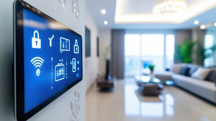 Smart home technology integration hub, modern residential interior with smart devices, Innovative style