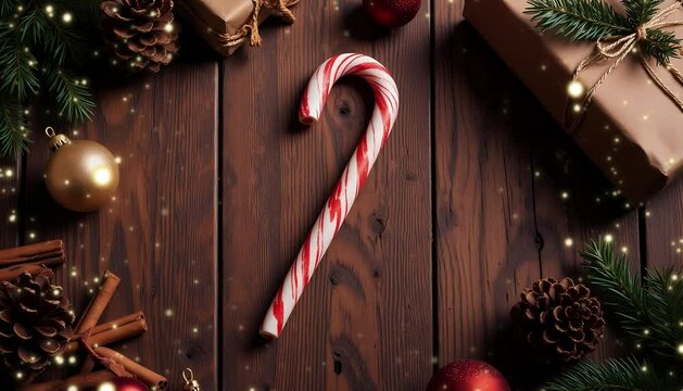 Candy Cane with Magical Lights and Sparkling Holiday Glow