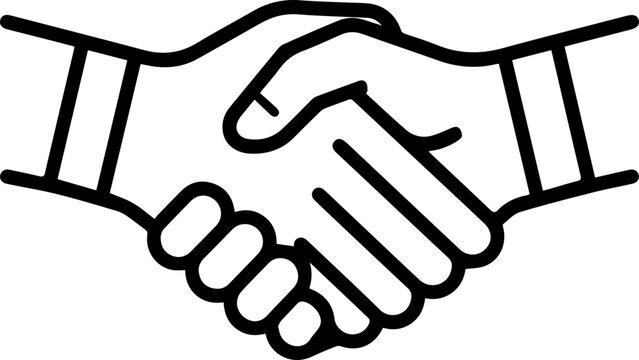 Professional Handshake Icon in Black Outline for Business and Finance