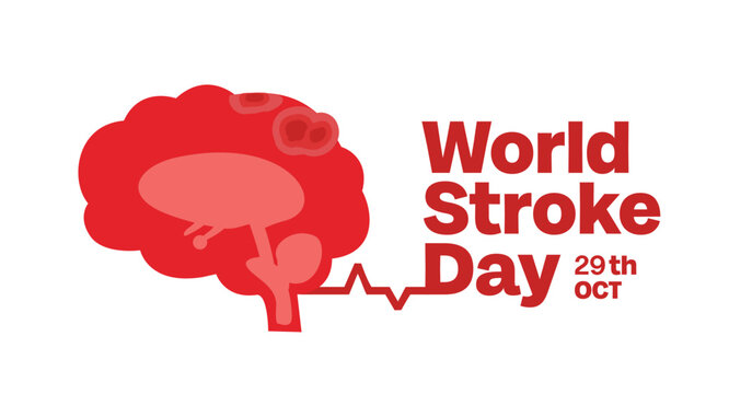 world stroke day, illustration of brain with disease and brain failure. suitable for posters and banners