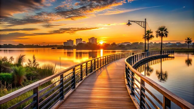 Scenic pathways and boardwalks around Cranes Roost in Altamonte Springs, Florida