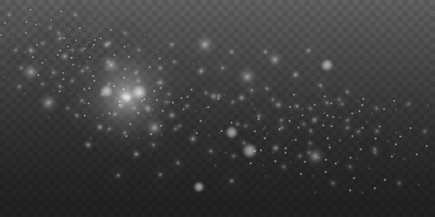 Glowing light effect with many glitter particles isolated on transparent background. Vector starry cloud with dust. Magic christmas decoration